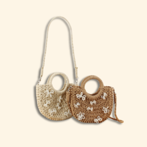 Handwoven Half Moon Small Ring Handle Bag