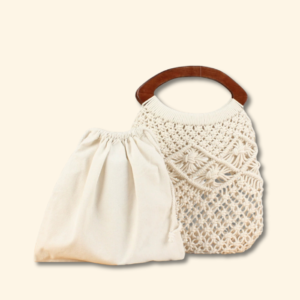 Handknotted Medium Net Wooden Handle Carryall